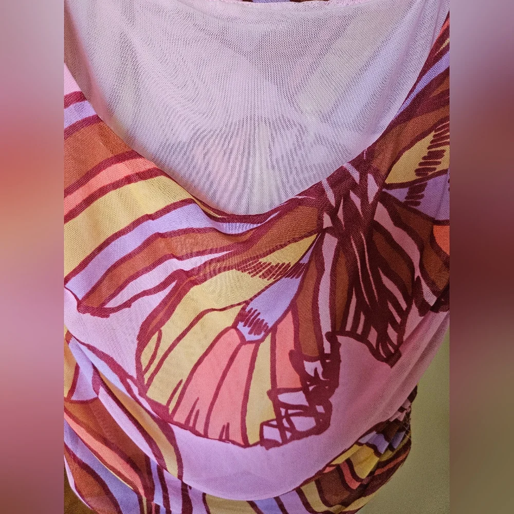 NWOT Free People Avenue mesh tank top pink/multicolor - Picture 9 of 12